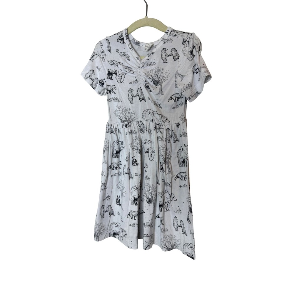 Kate Quinn Dress Girls 18-24 Months White Bear Print Bamboo Jersey Skater